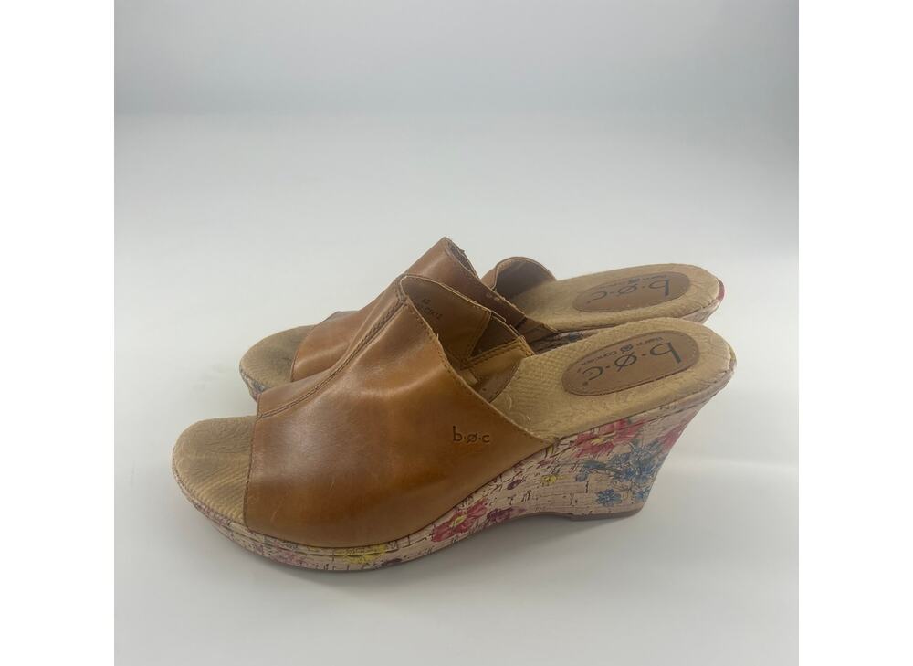 BOC Beyond Concept Wedge Womens Size 10 EU 42 Brown Camel Tan Floral Y2K Sandal
